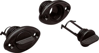 Lenseplugg / bunnplugg m/skruehull nylon sort