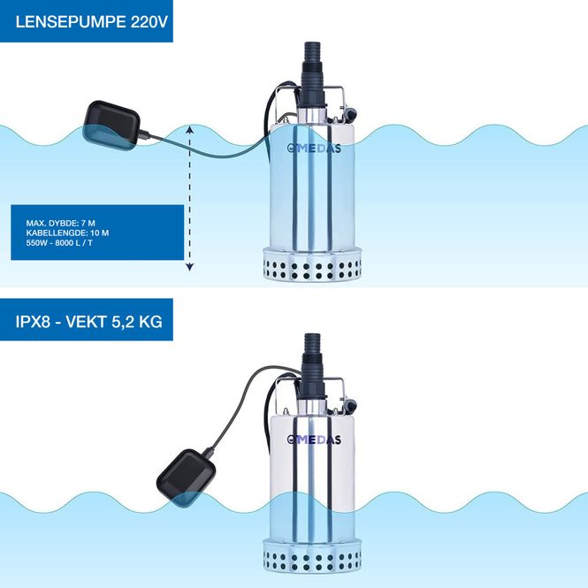 Hovedbilde Lensepumpe 220Volt stål